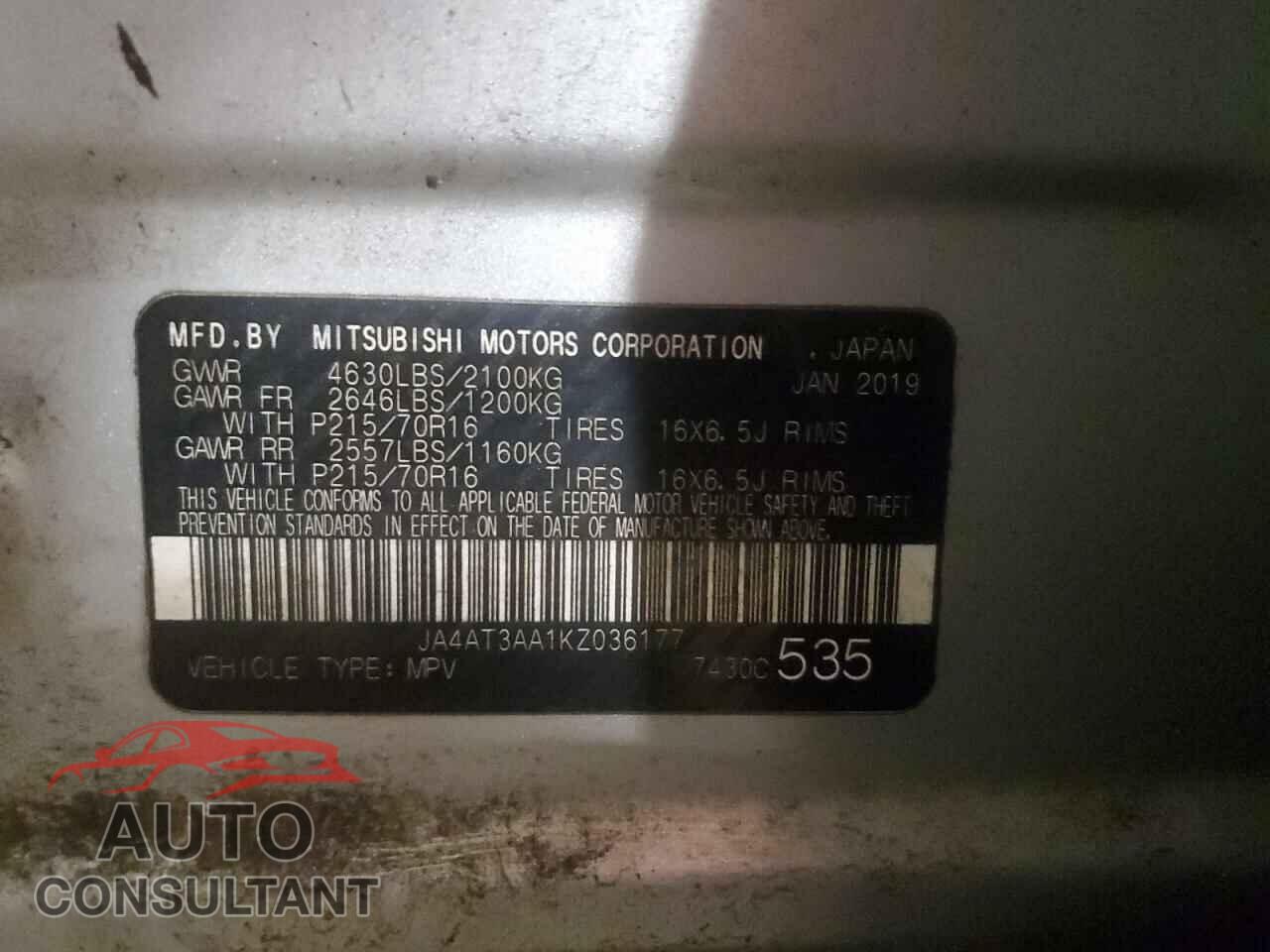 MITSUBISHI ECLIPSE 2019 - JA4AT3AA1KZ036177
