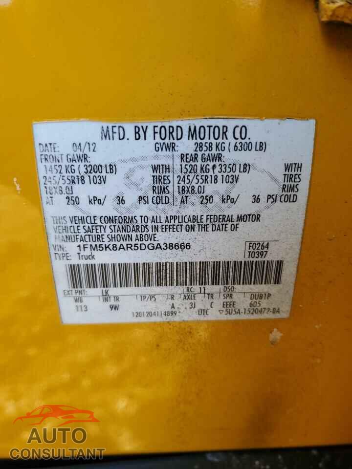FORD EXPLORER 2013 - 1FM5K8AR5DGA38666
