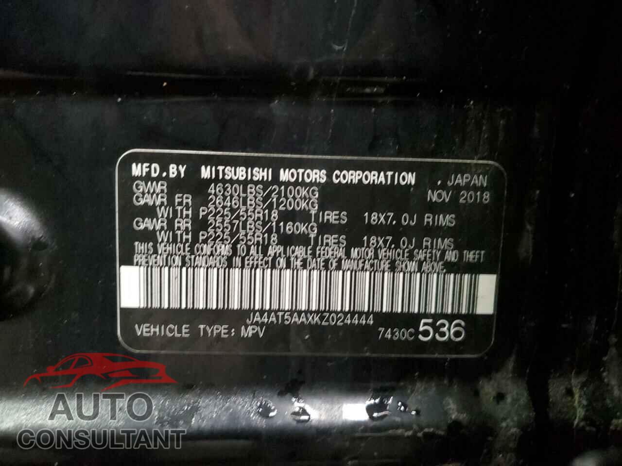 MITSUBISHI ECLIPSE 2019 - JA4AT5AAXKZ024444