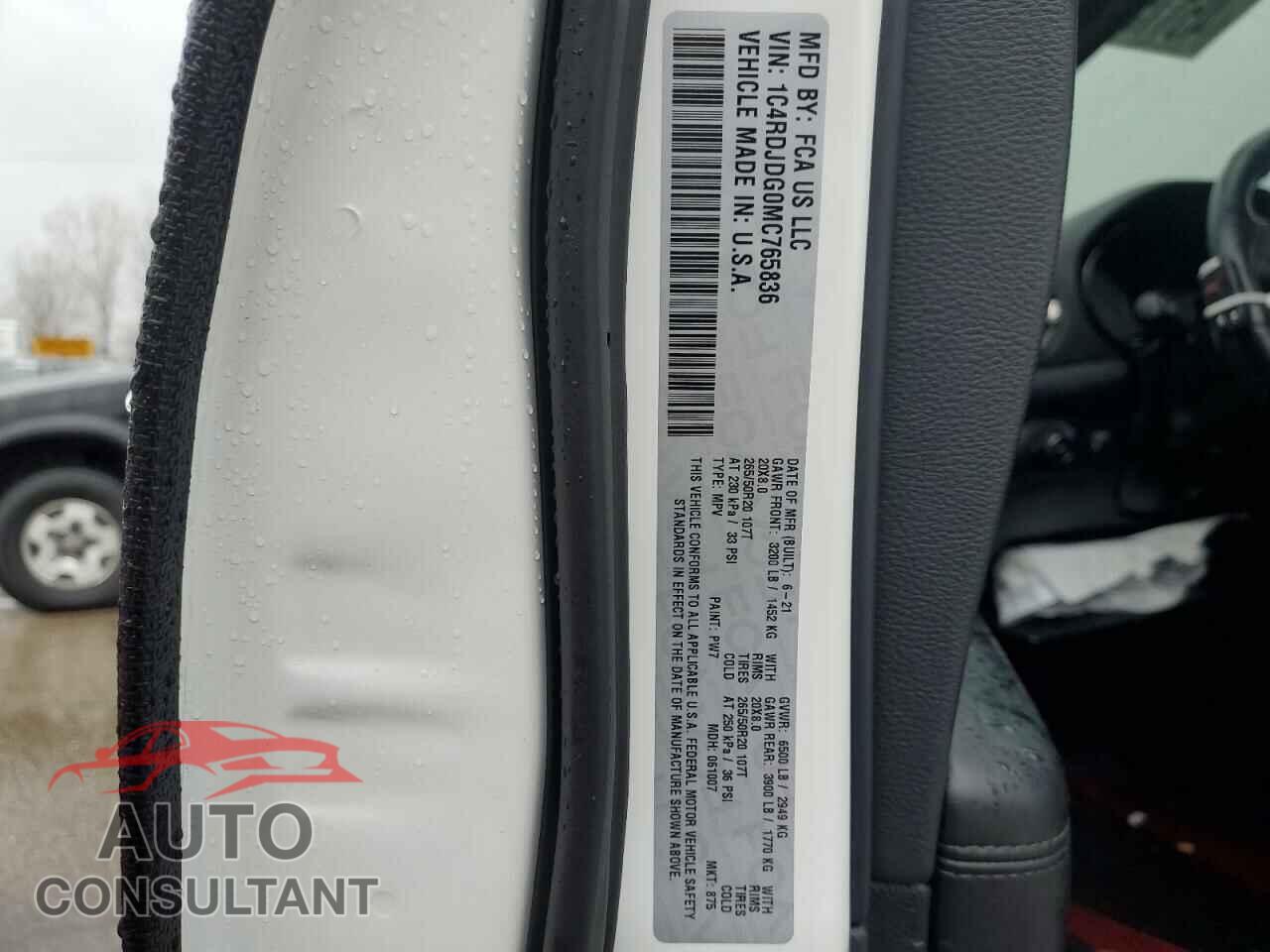 DODGE DURANGO 2021 - 1C4RDJDG0MC765836