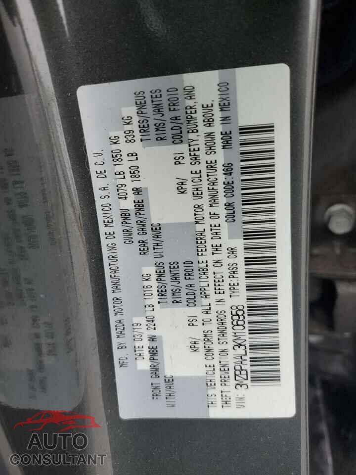 MAZDA 3 2019 - 3MZBPAAL3KM106958