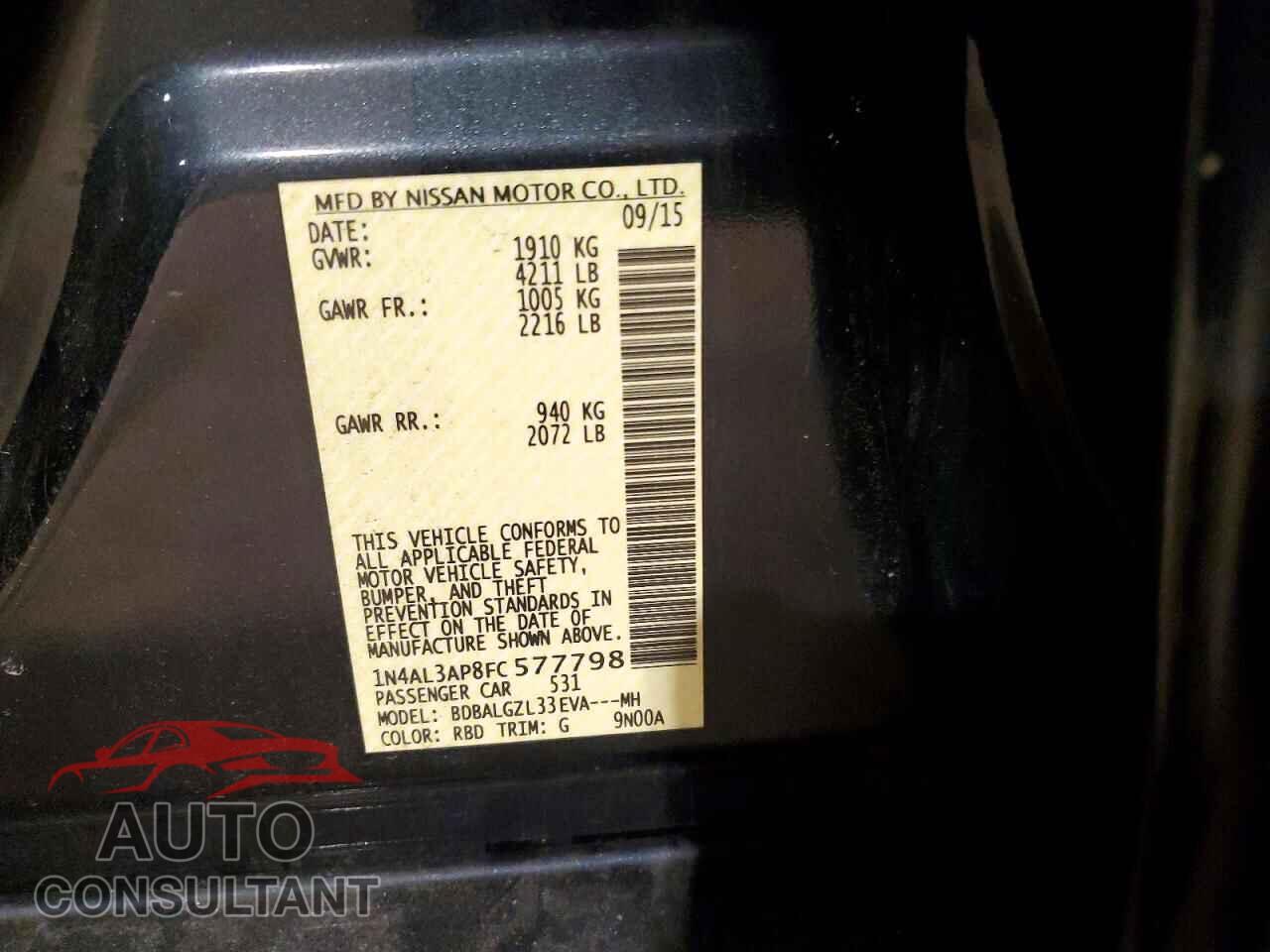 NISSAN ALTIMA 2015 - 1N4AL3AP8FC577798