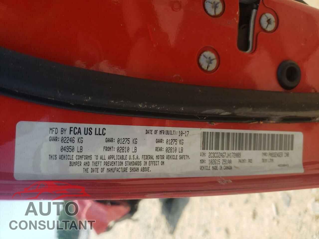 DODGE CHALLENGER 2018 - 2C3CDZAG7JH172089