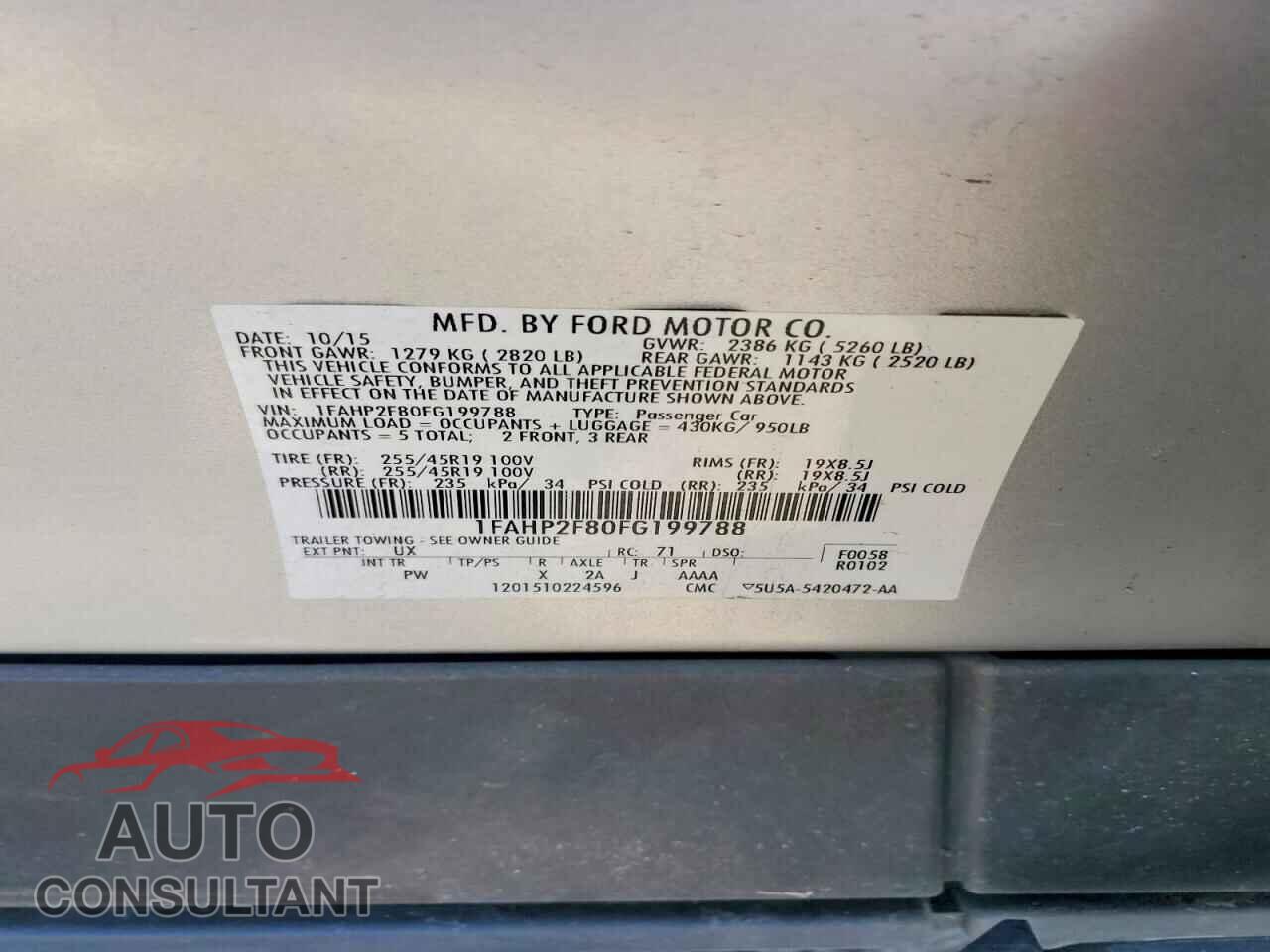 FORD TAURUS 2015 - 1FAHP2F80FG199788