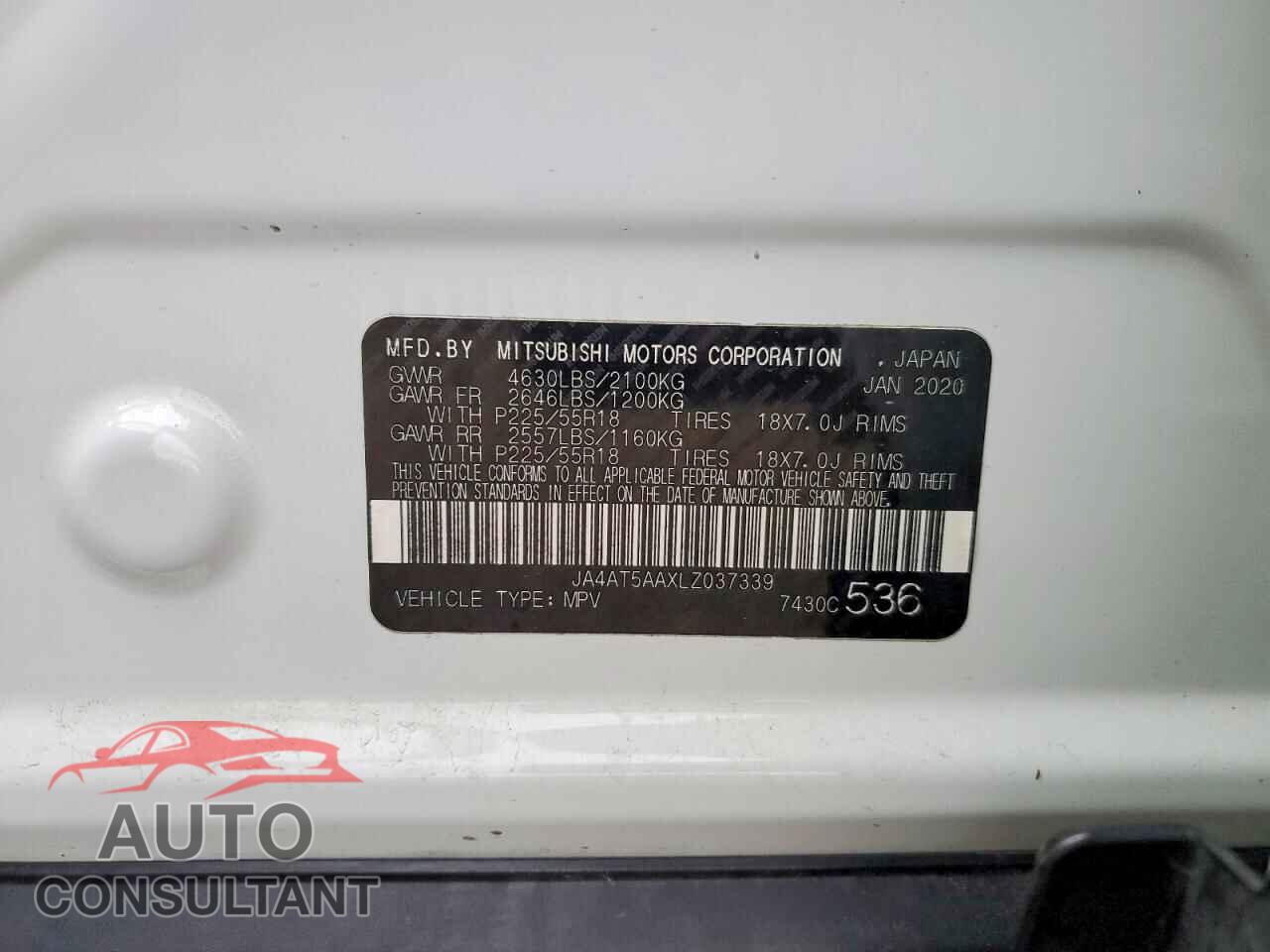MITSUBISHI ECLIPSE 2020 - JA4AT5AAXLZ037339