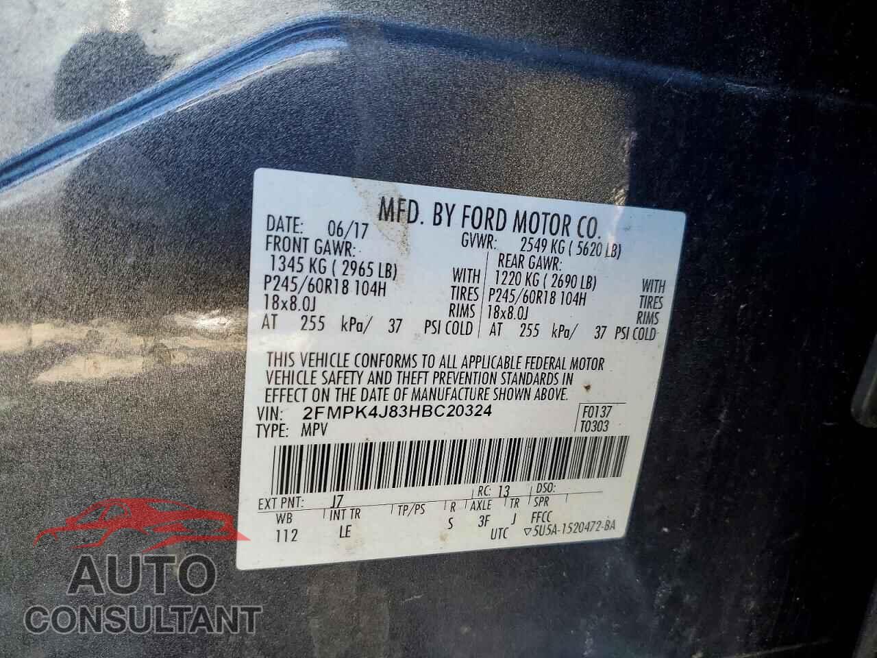 FORD EDGE 2017 - 2FMPK4J83HBC20324