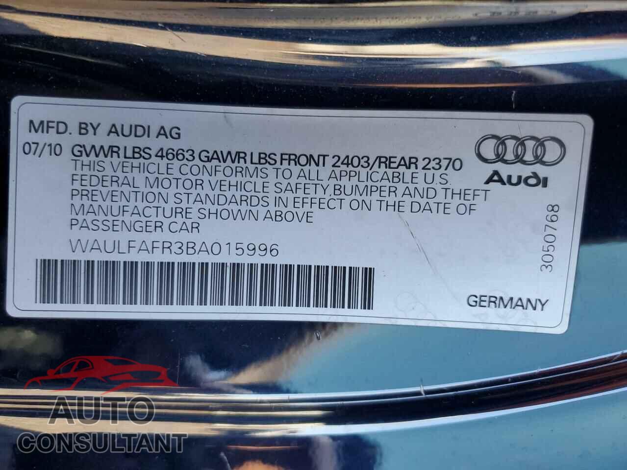 AUDI A5 2011 - WAULFAFR3BA015996