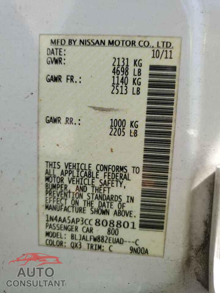 NISSAN MAXIMA 2012 - 1N4AA5AP3CC808801