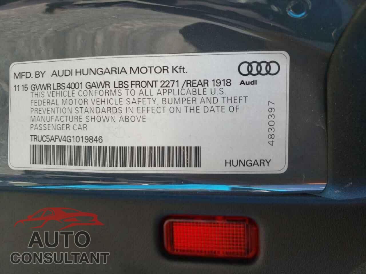 AUDI TT 2016 - TRUC5AFV4G1019846