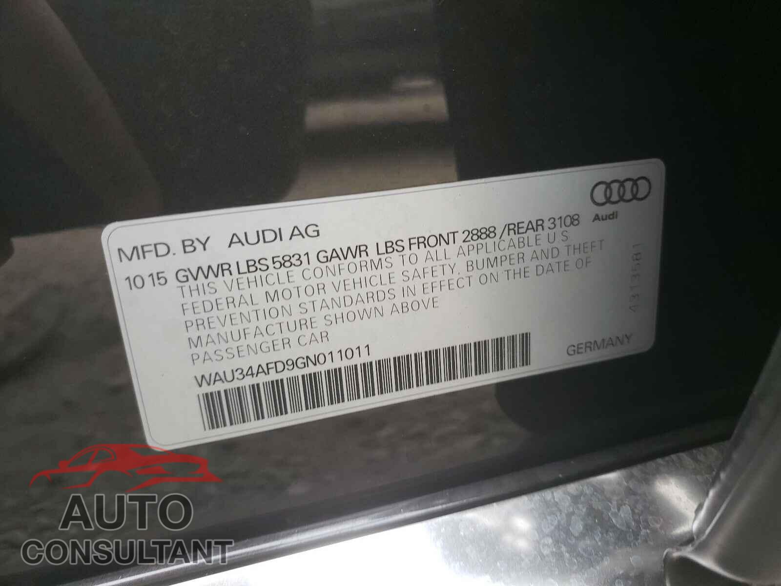 AUDI A8 2016 - WAU34AFD9GN011011
