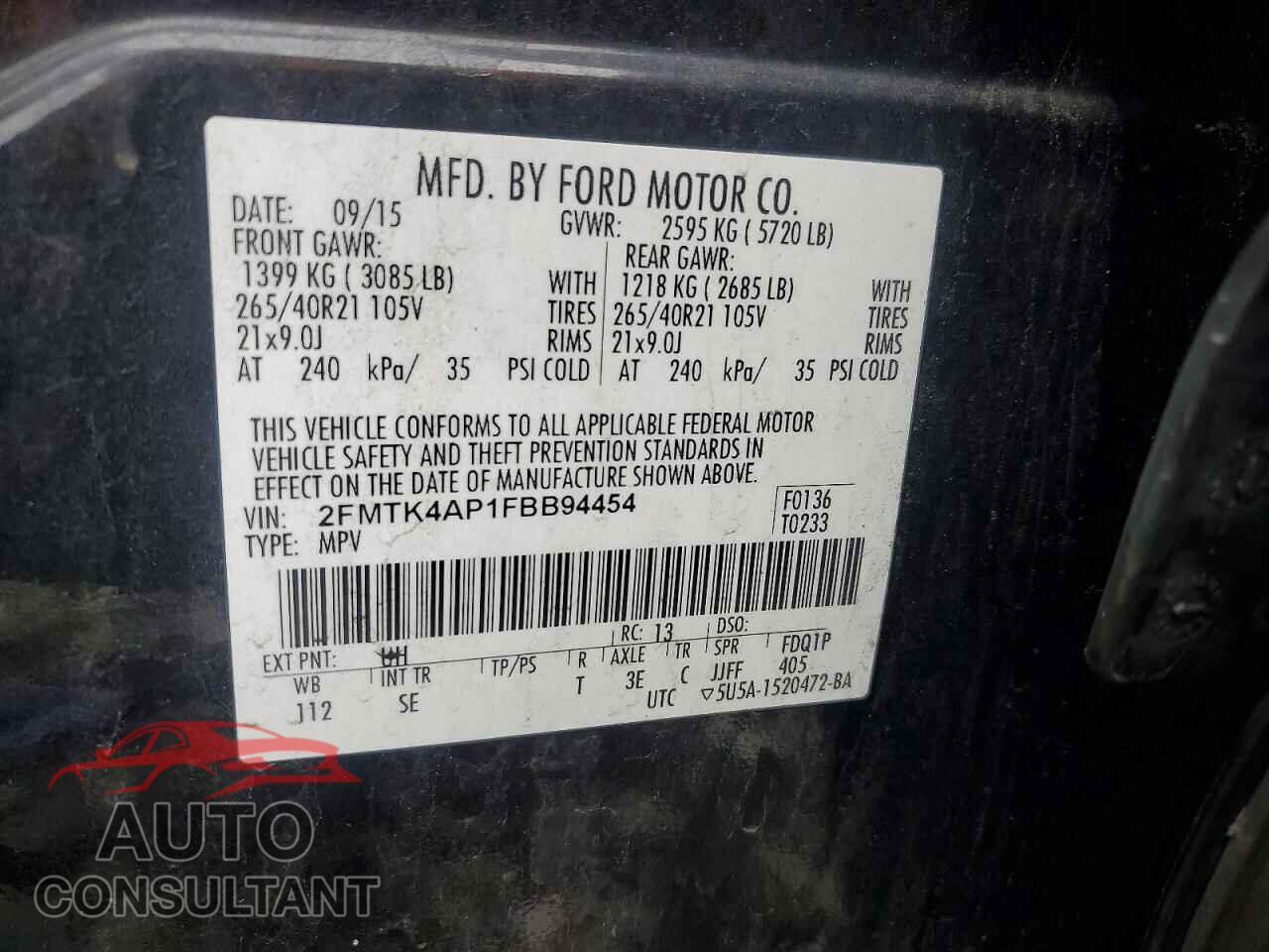 FORD EDGE 2015 - 2FMTK4AP1FBB94454