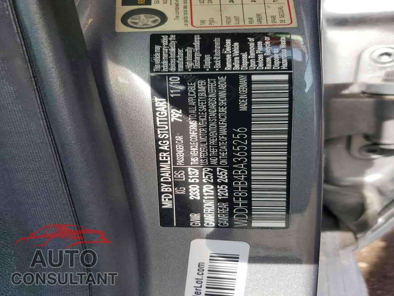 MERCEDES-BENZ E-CLASS 2011 - WDDHF8HB4BA365256