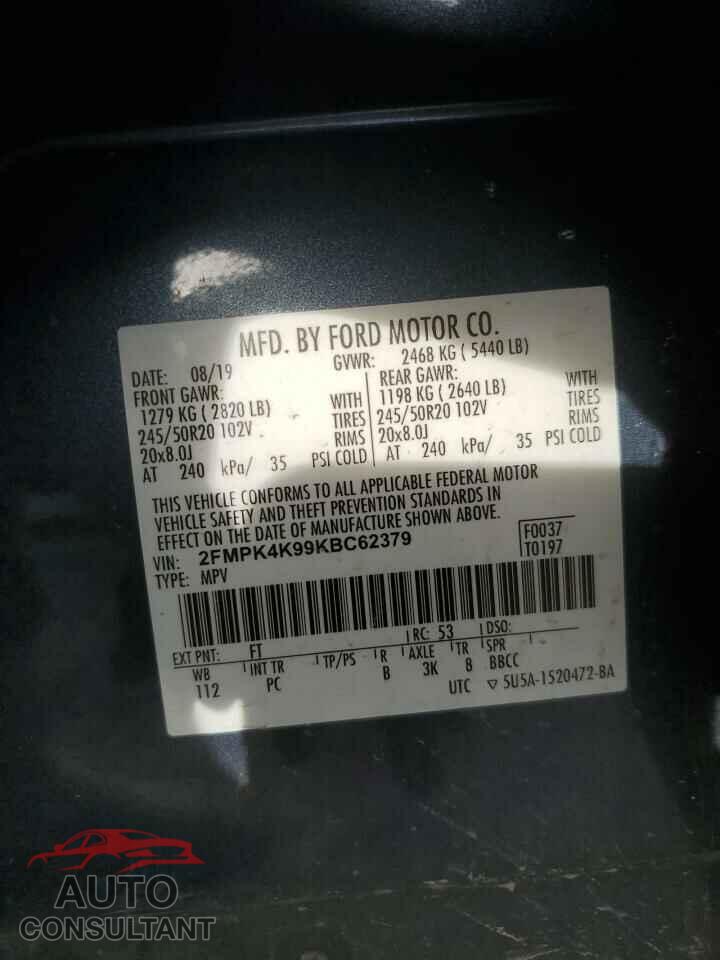 FORD EDGE 2019 - 2FMPK4K99KBC62379