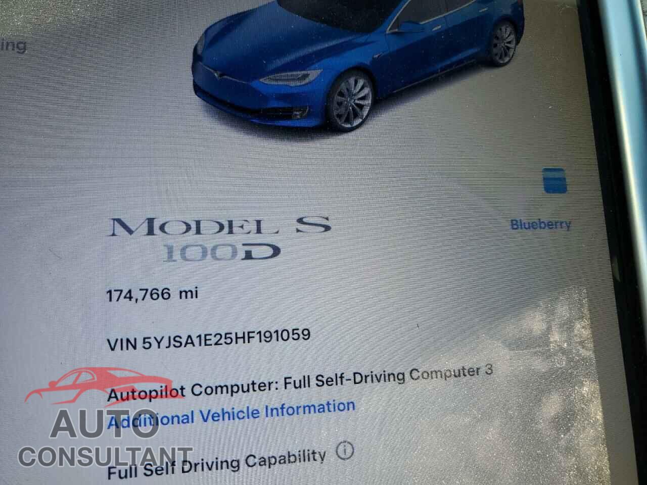 TESLA MODEL S 2017 - 5YJSA1E25HF191059