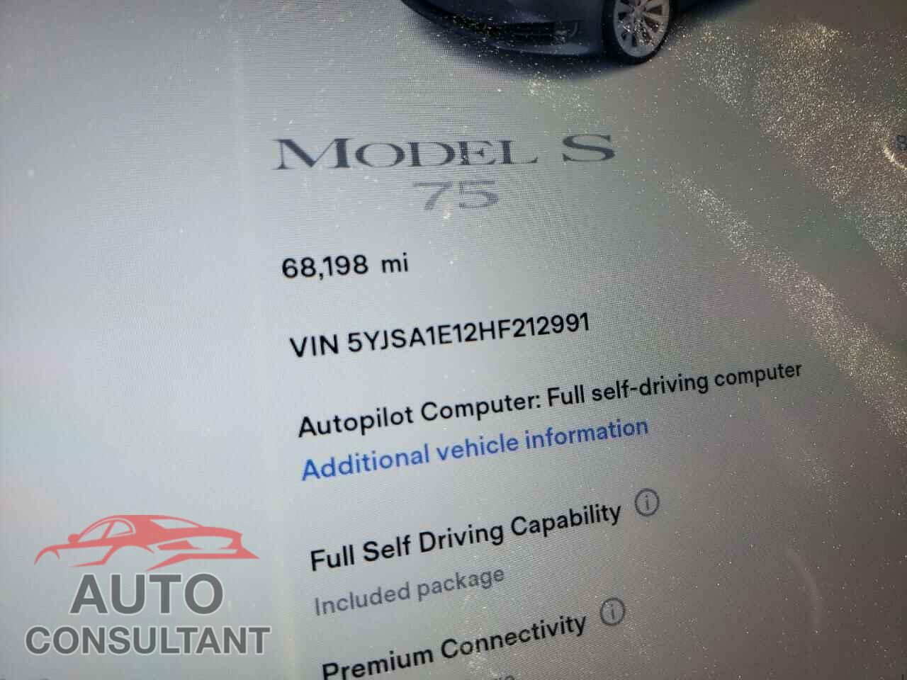 TESLA MODEL S 2017 - 5YJSA1E12HF212991