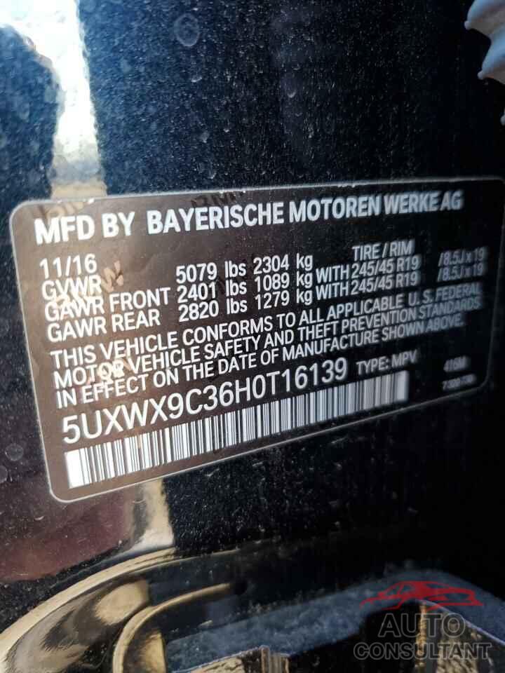 BMW X3 2017 - 5UXWX9C36H0T16139