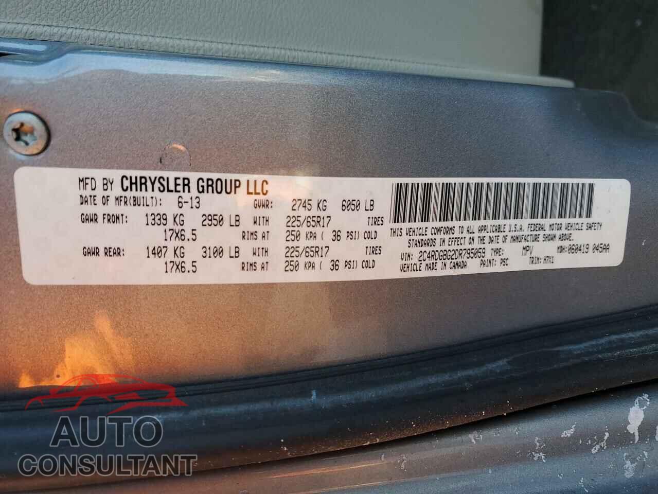 DODGE CARAVAN 2013 - 2C4RDGBG2DR795059
