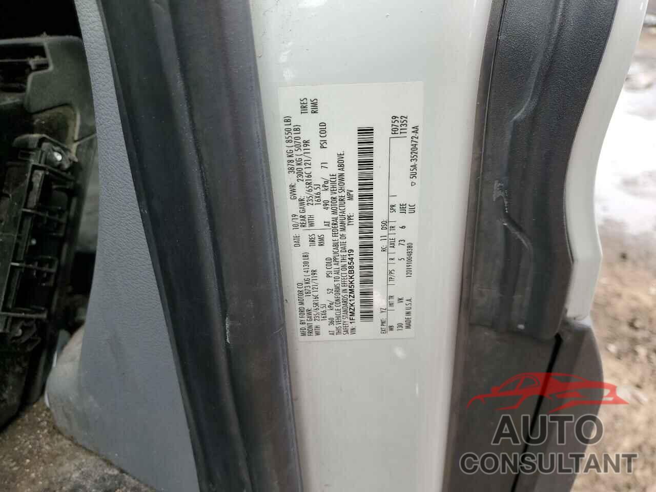 FORD TRANSIT 2019 - 1FMZK1ZM5KKB85419