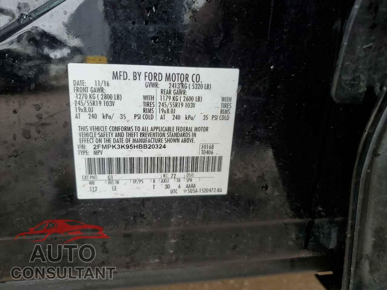 FORD EDGE 2017 - 2FMPK3K95HBB20324