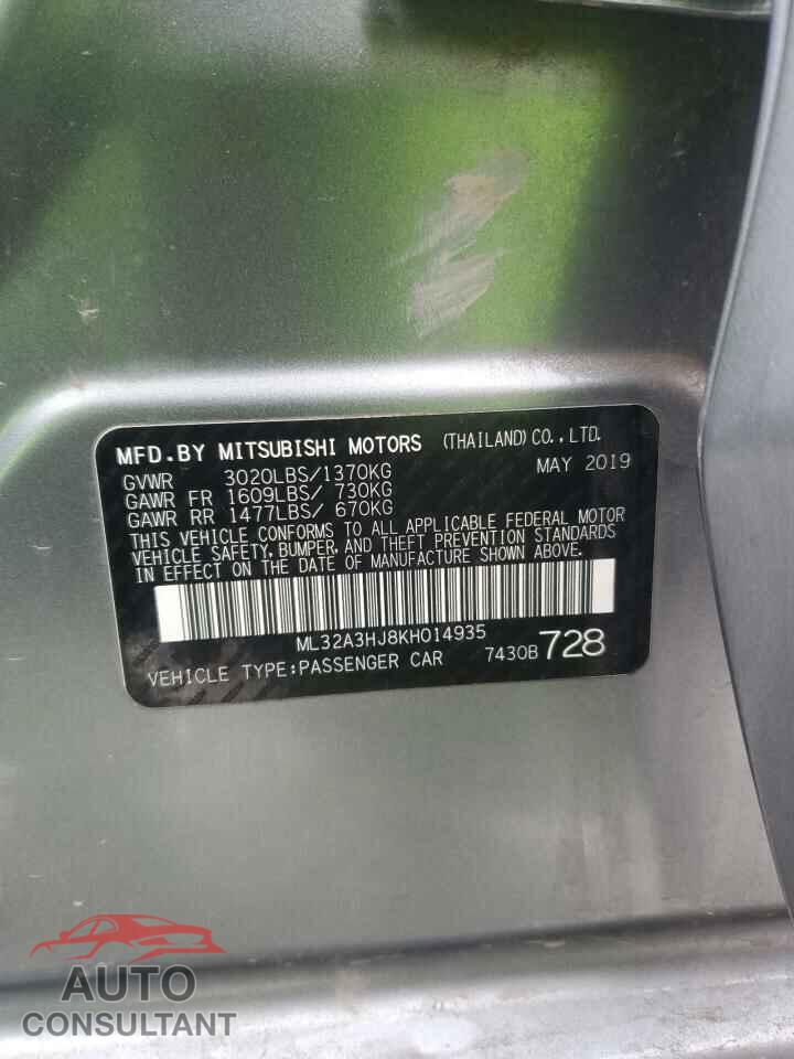 MITSUBISHI MIRAGE 2019 - ML32A3HJ8KH014935