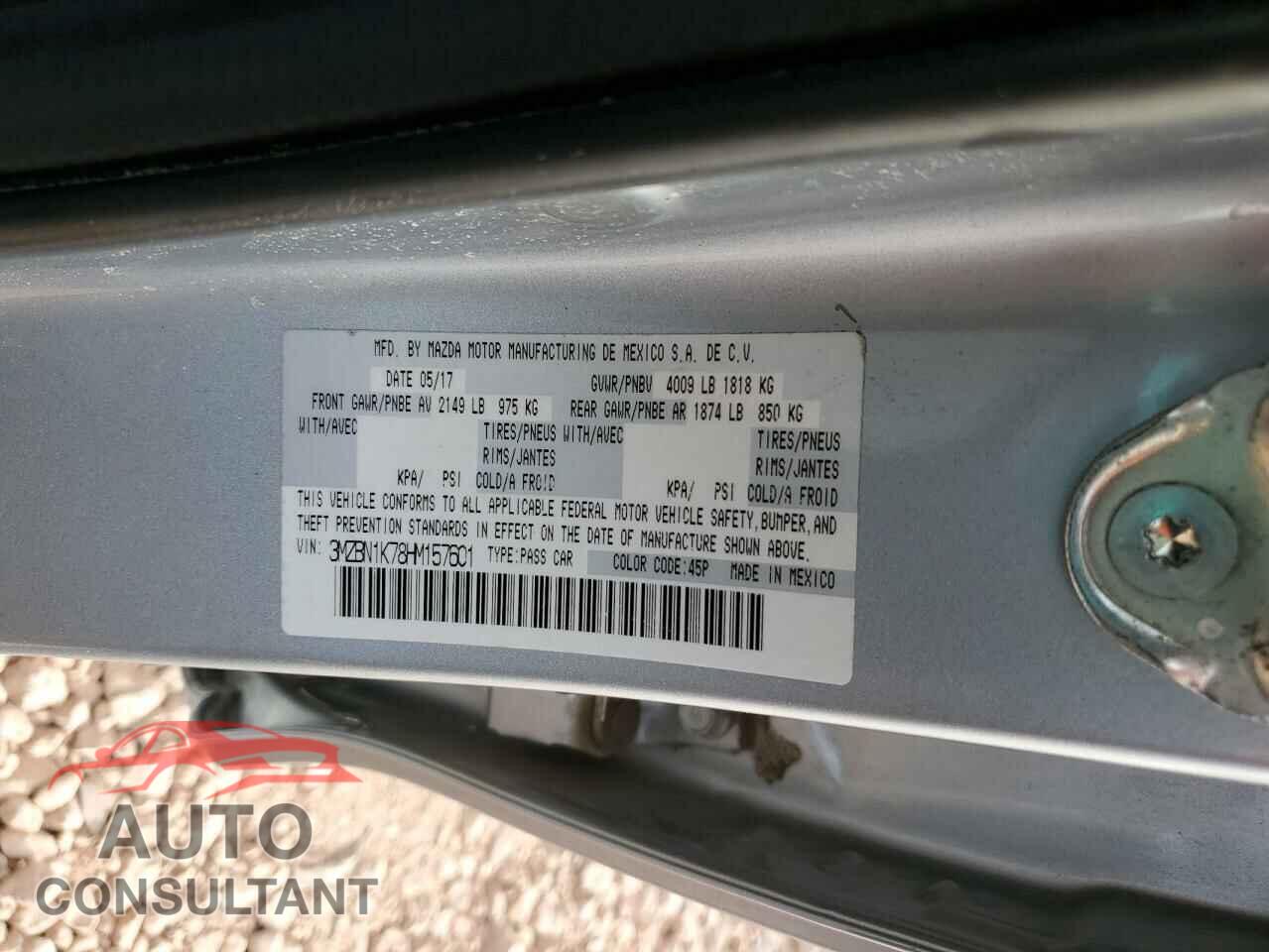 MAZDA 3 2017 - 3MZBN1K78HM157601