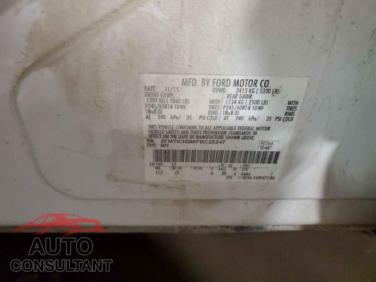 FORD EDGE 2015 - 2FMTK3G96FBC25247