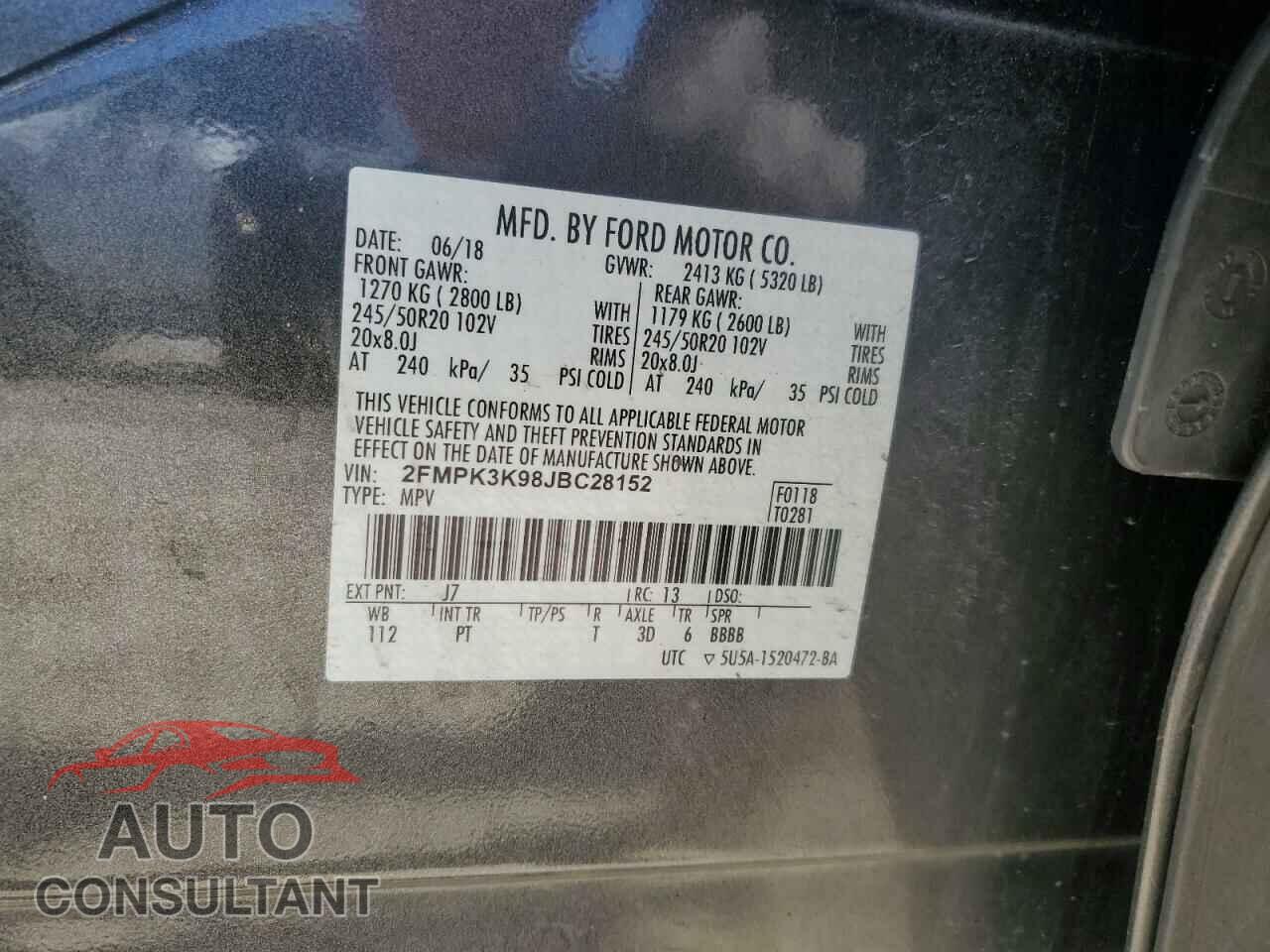 FORD EDGE 2018 - 2FMPK3K98JBC28152