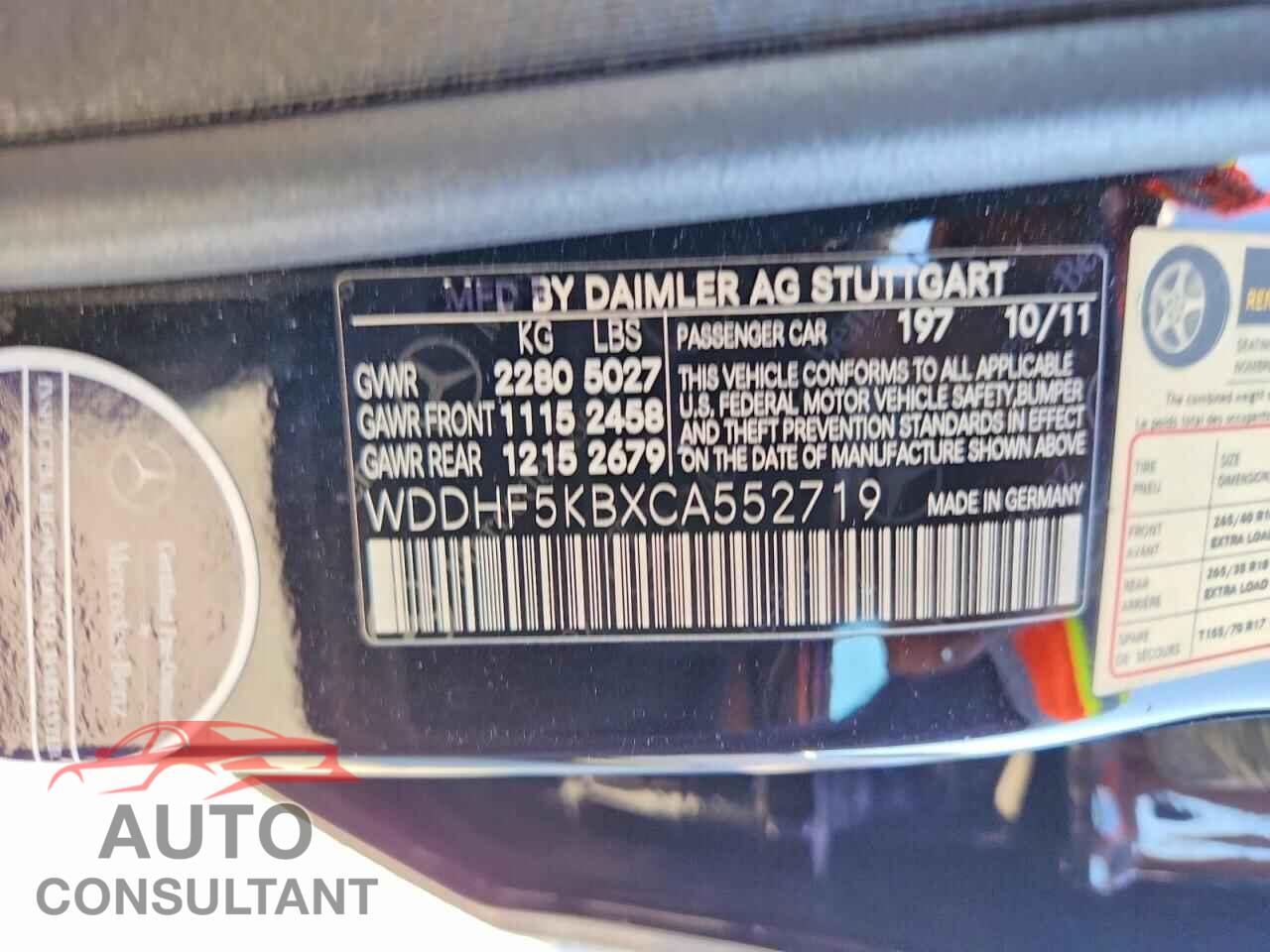 MERCEDES-BENZ E-CLASS 2012 - WDDHF5KBXCA552719