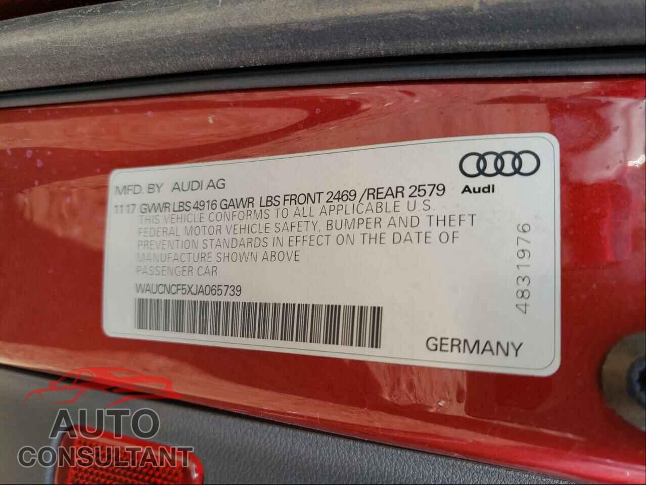 AUDI A5 2018 - WAUCNCF5XJA065739