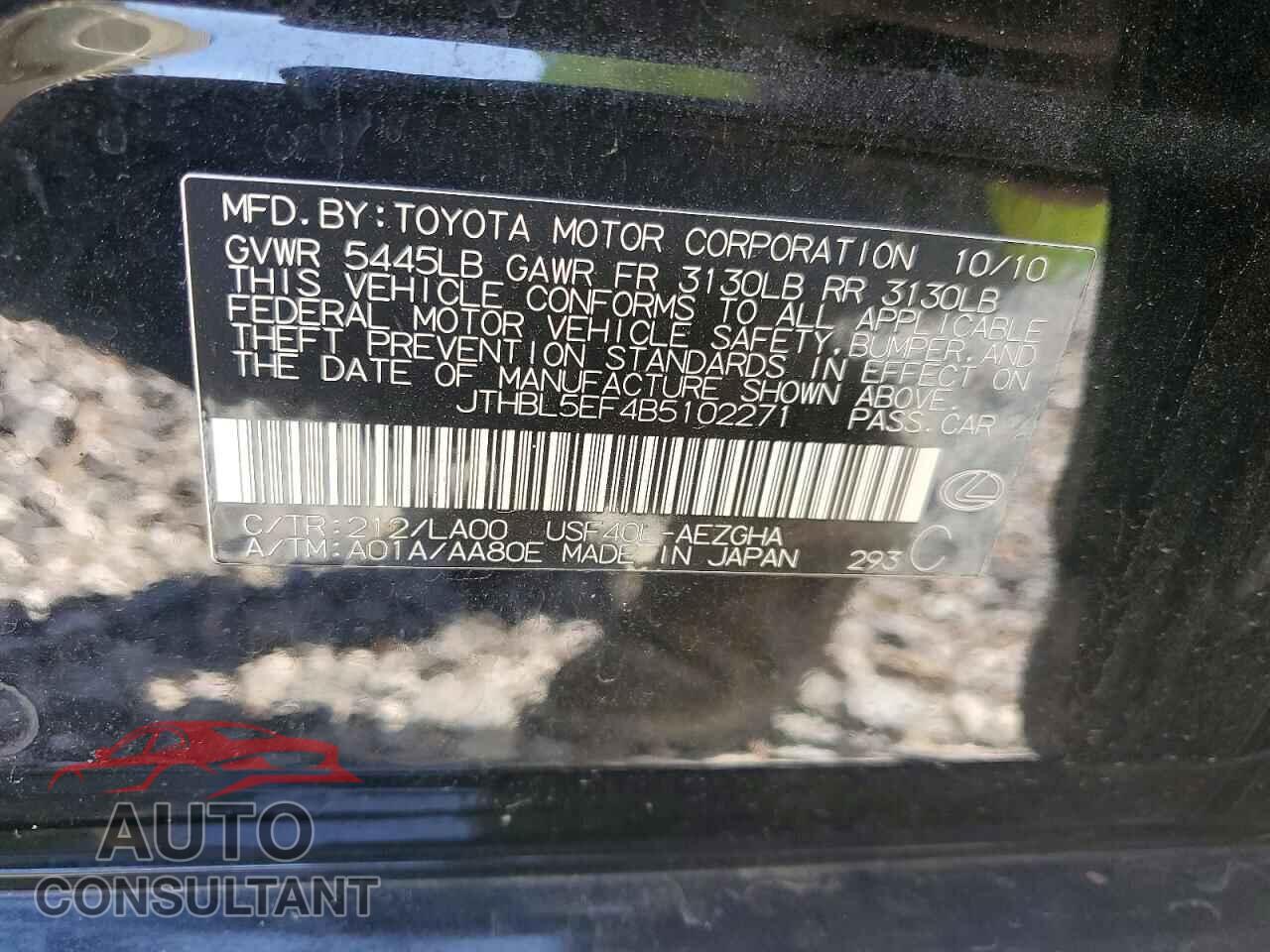 LEXUS LS500 2011 - JTHBL5EF4B5102271