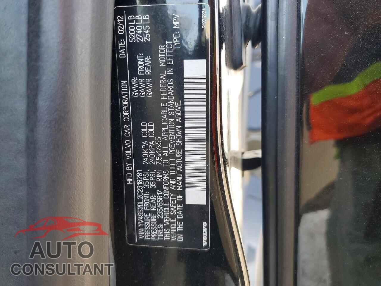 VOLVO XC60 2012 - YV4952DL2C2318281