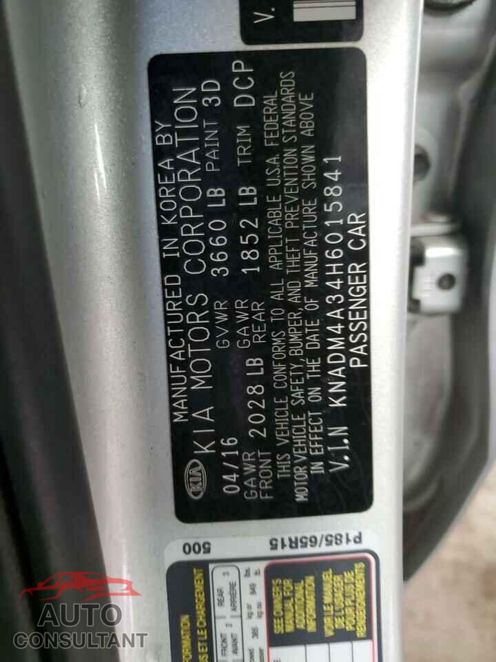 KIA RIO 2017 - KNADM4A34H6015841