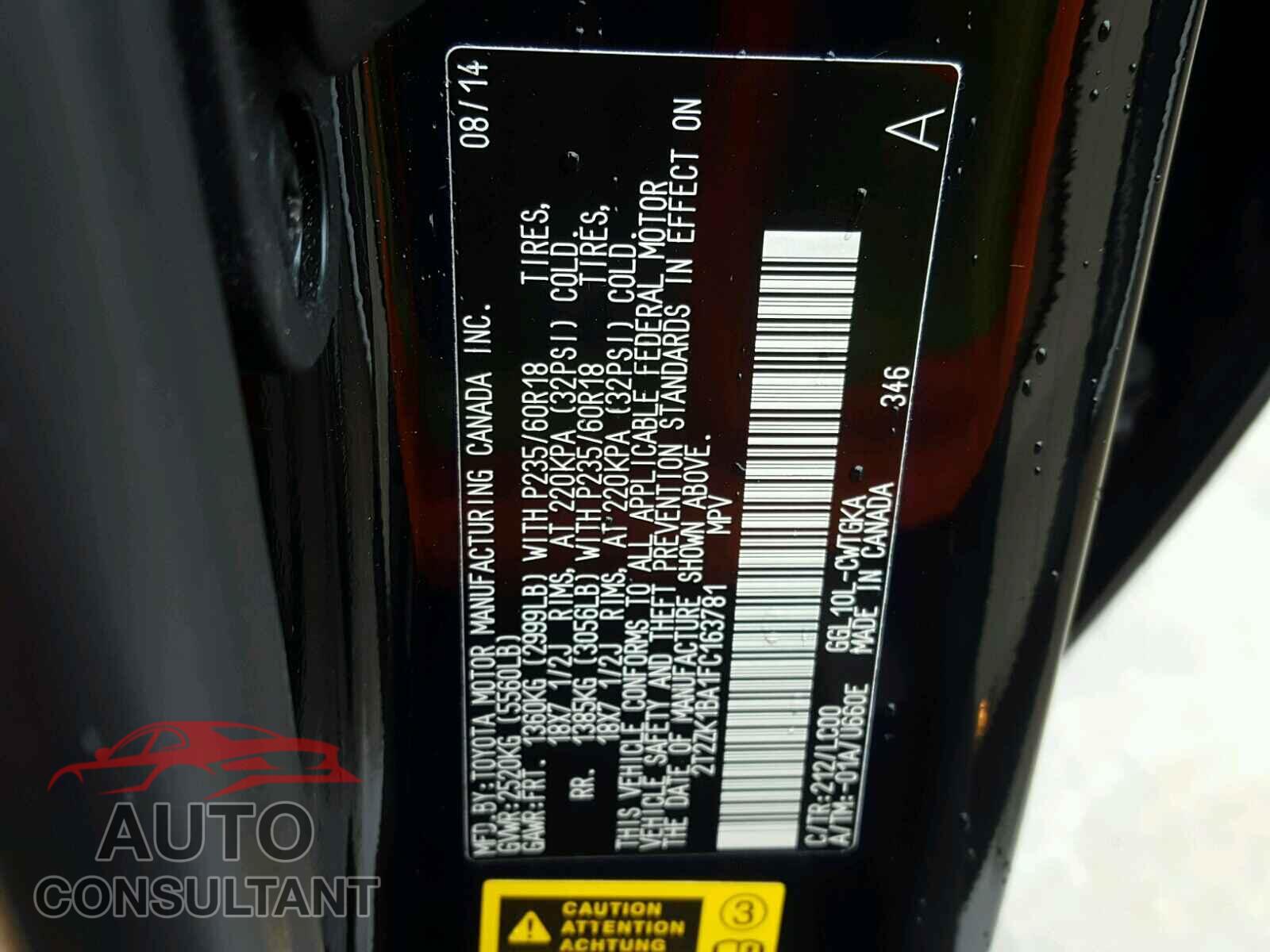 LEXUS RX 350 2015 - 2T2ZK1BA1FC163781