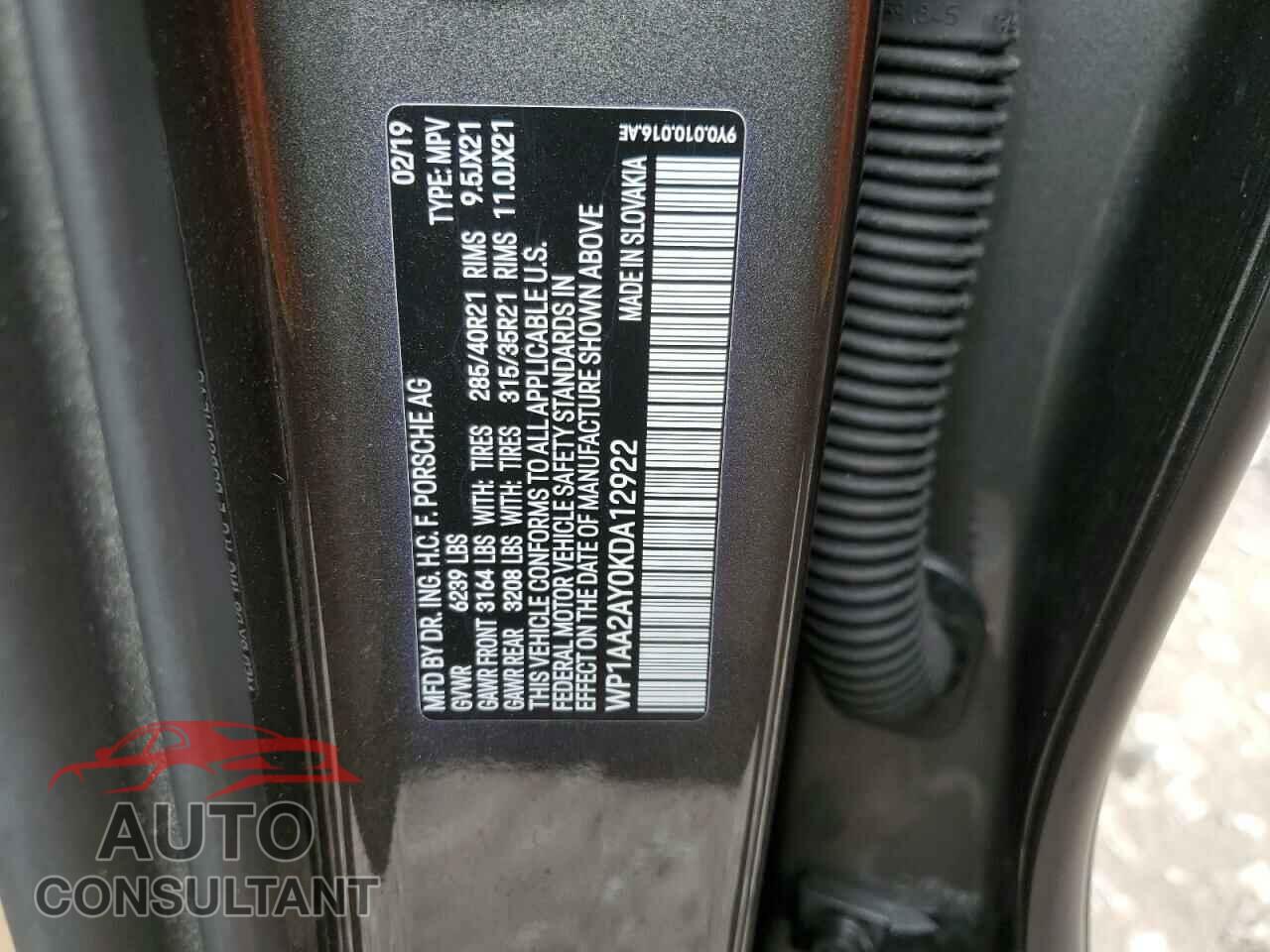 PORSCHE CAYENNE 2019 - WP1AA2AY0KDA12922