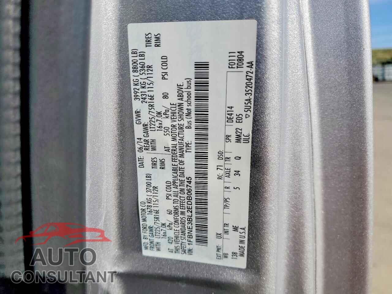 FORD ECONOLINE 2014 - 1FBNE3BL2EDB06745
