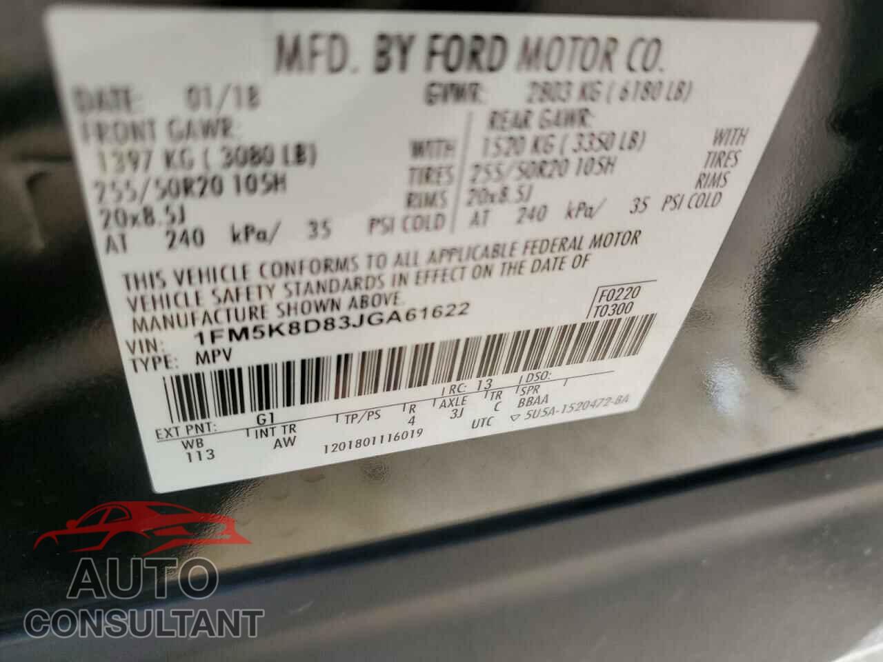 FORD EXPLORER 2018 - 1FM5K8D83JGA61622