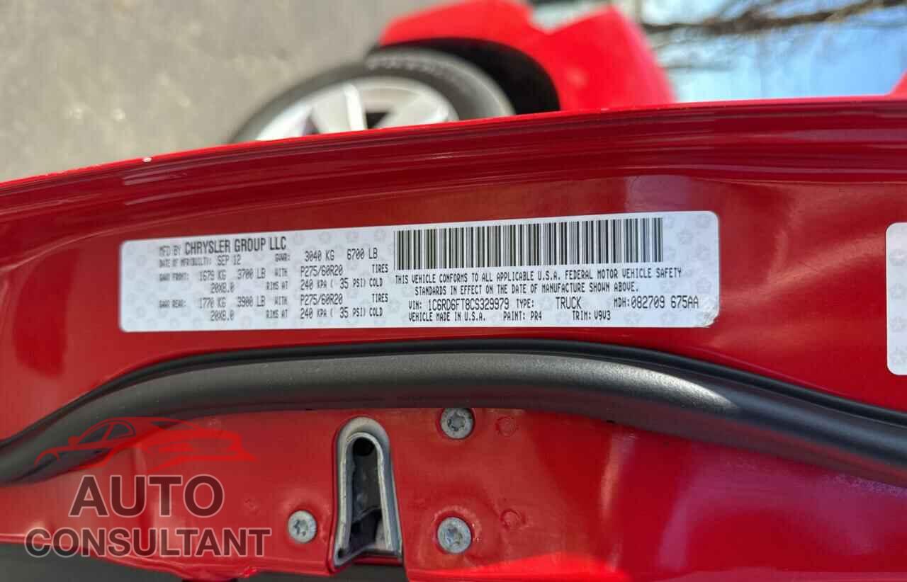 DODGE RAM 1500 2012 - 1C6RD6FT8CS329979
