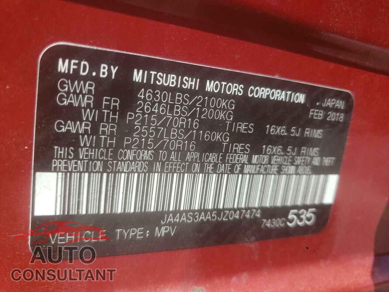 MITSUBISHI ECLIPSE 2018 - JA4AS3AA5JZ047474