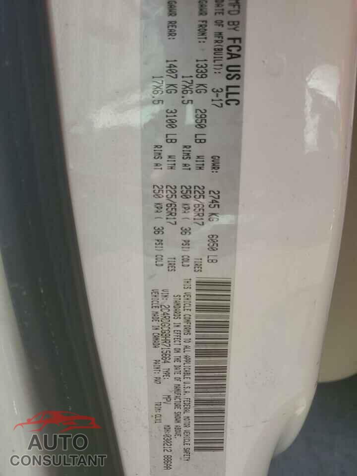 DODGE CARAVAN 2017 - 2C4RDGCG9HR715664