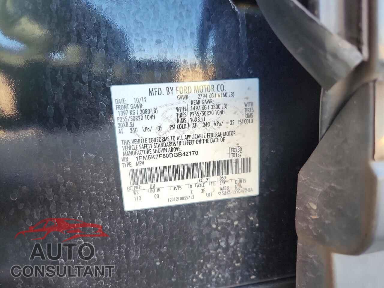 FORD EXPLORER 2013 - 1FM5K7F80DGB42170