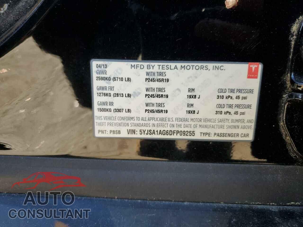 TESLA MODEL S 2013 - 5YJSA1AG6DFP09255