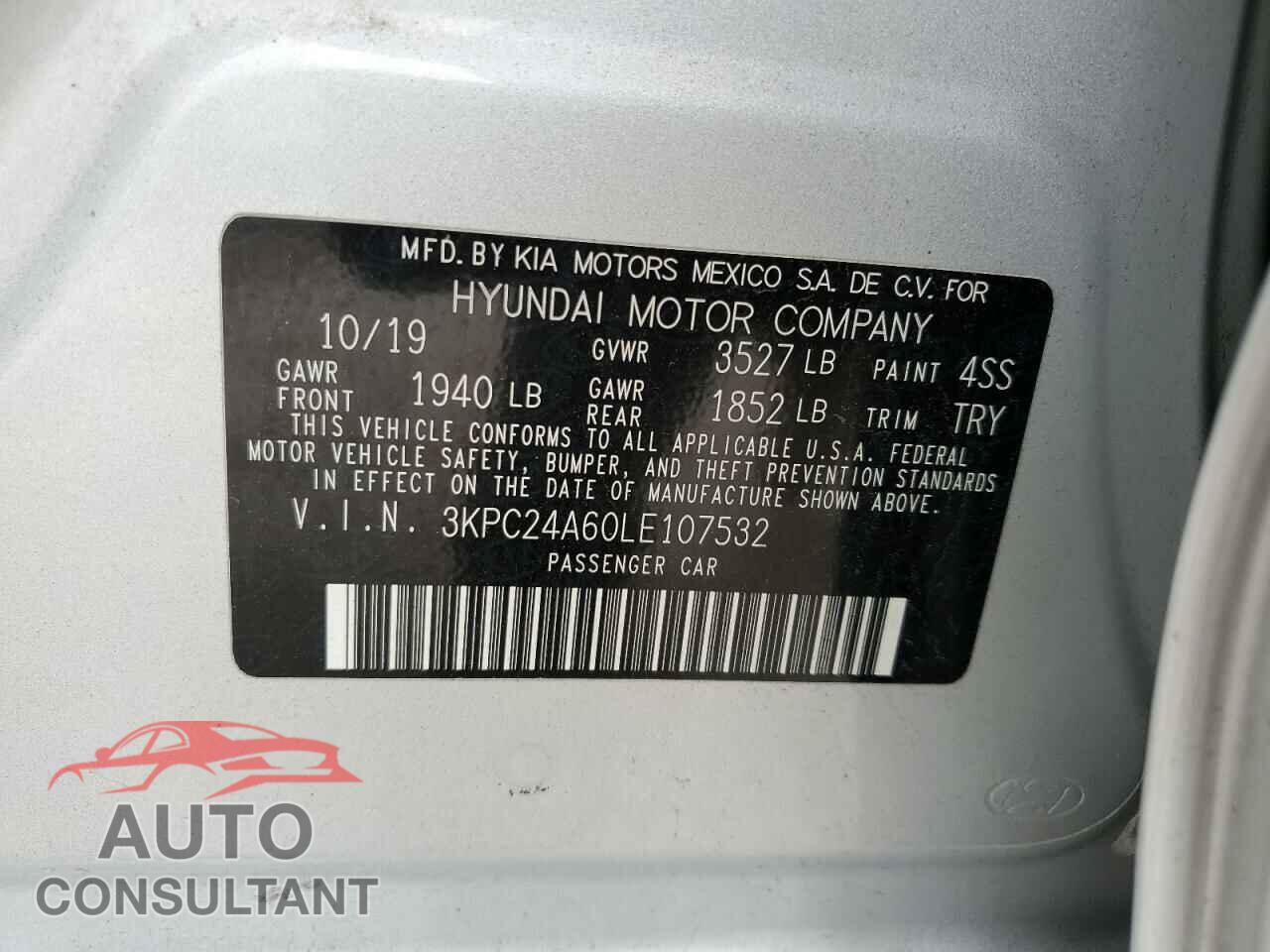 HYUNDAI ACCENT 2020 - 3KPC24A60LE107532