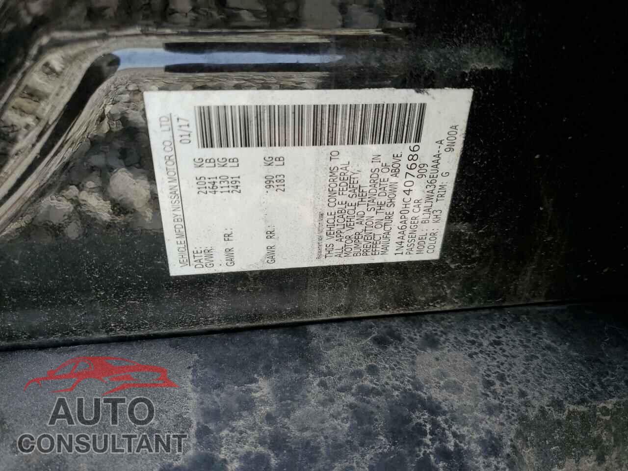 NISSAN MAXIMA 2017 - 1N4AA6AP0HC407686