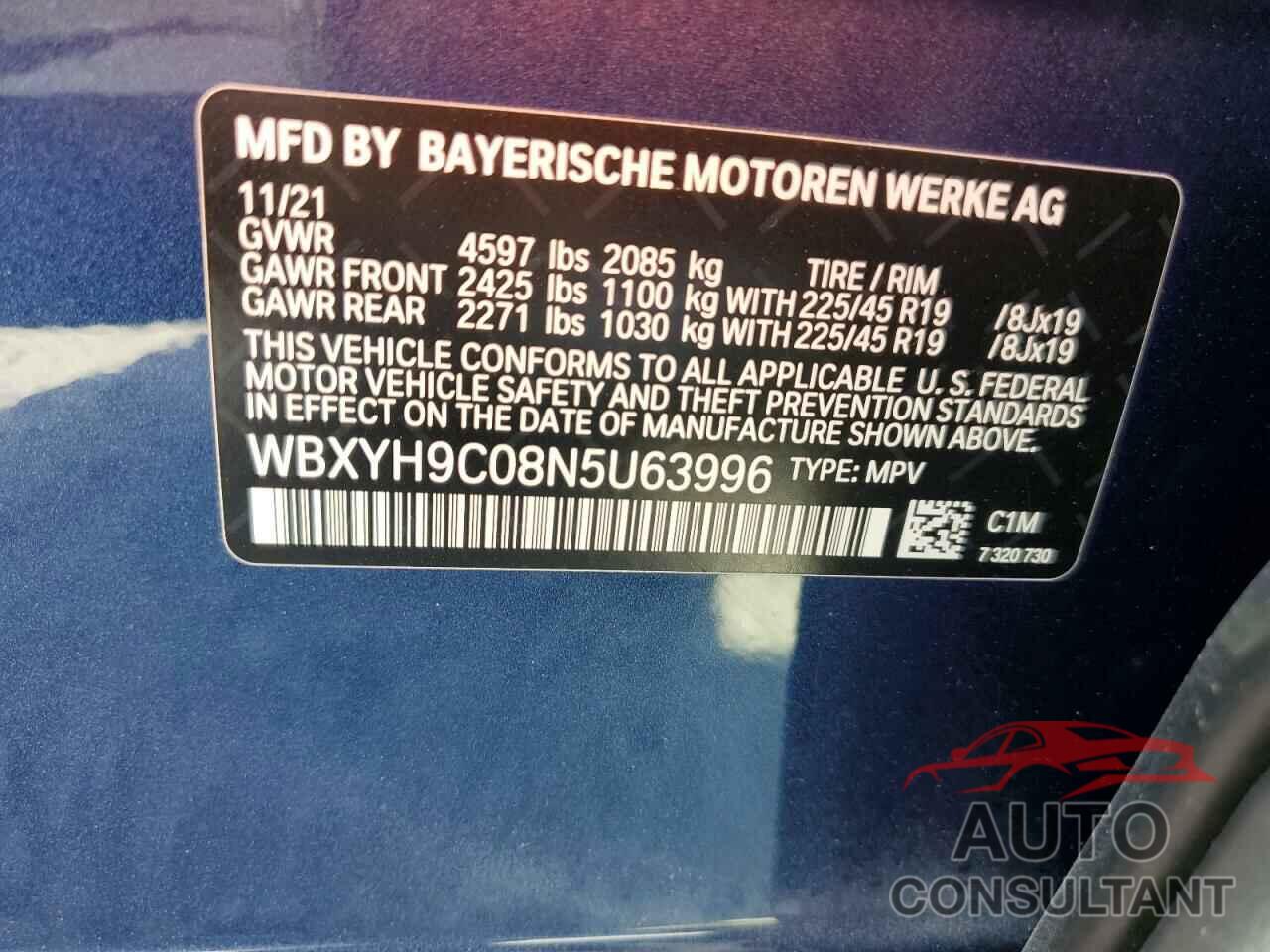 BMW X2 2022 - WBXYH9C08N5U63996