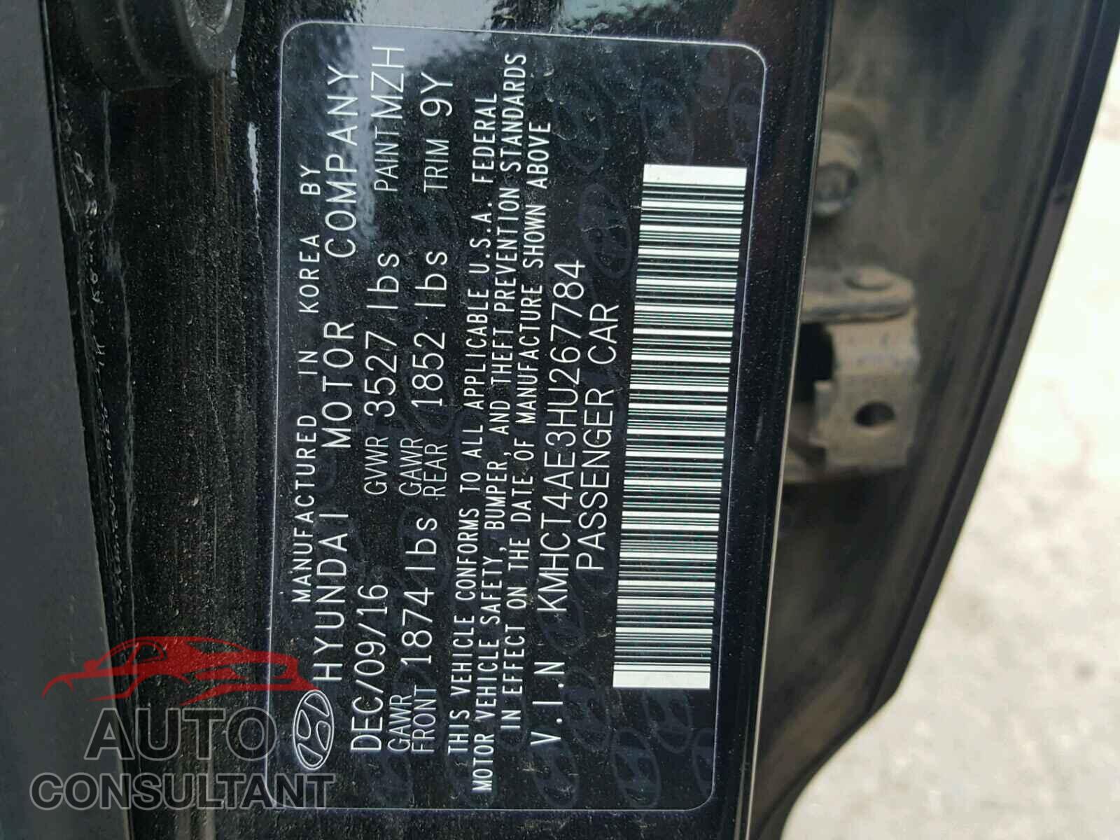 HYUNDAI ACCENT 2017 - KMHCT4AE3HU267784