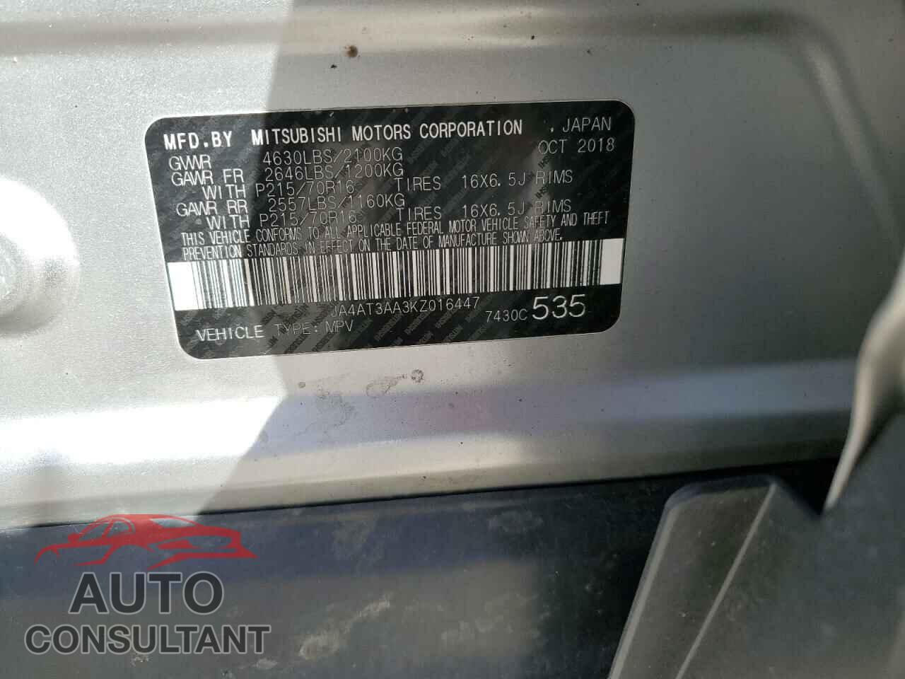 MITSUBISHI ECLIPSE 2019 - JA4AT3AA3KZ016447