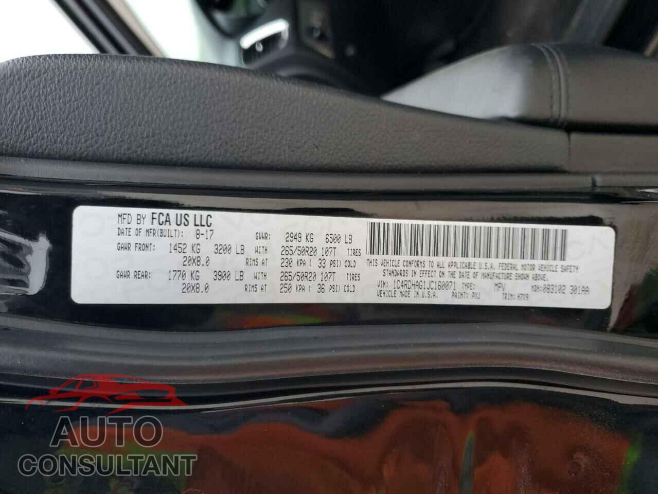 DODGE DURANGO 2018 - 1C4RDHAG1JC160071