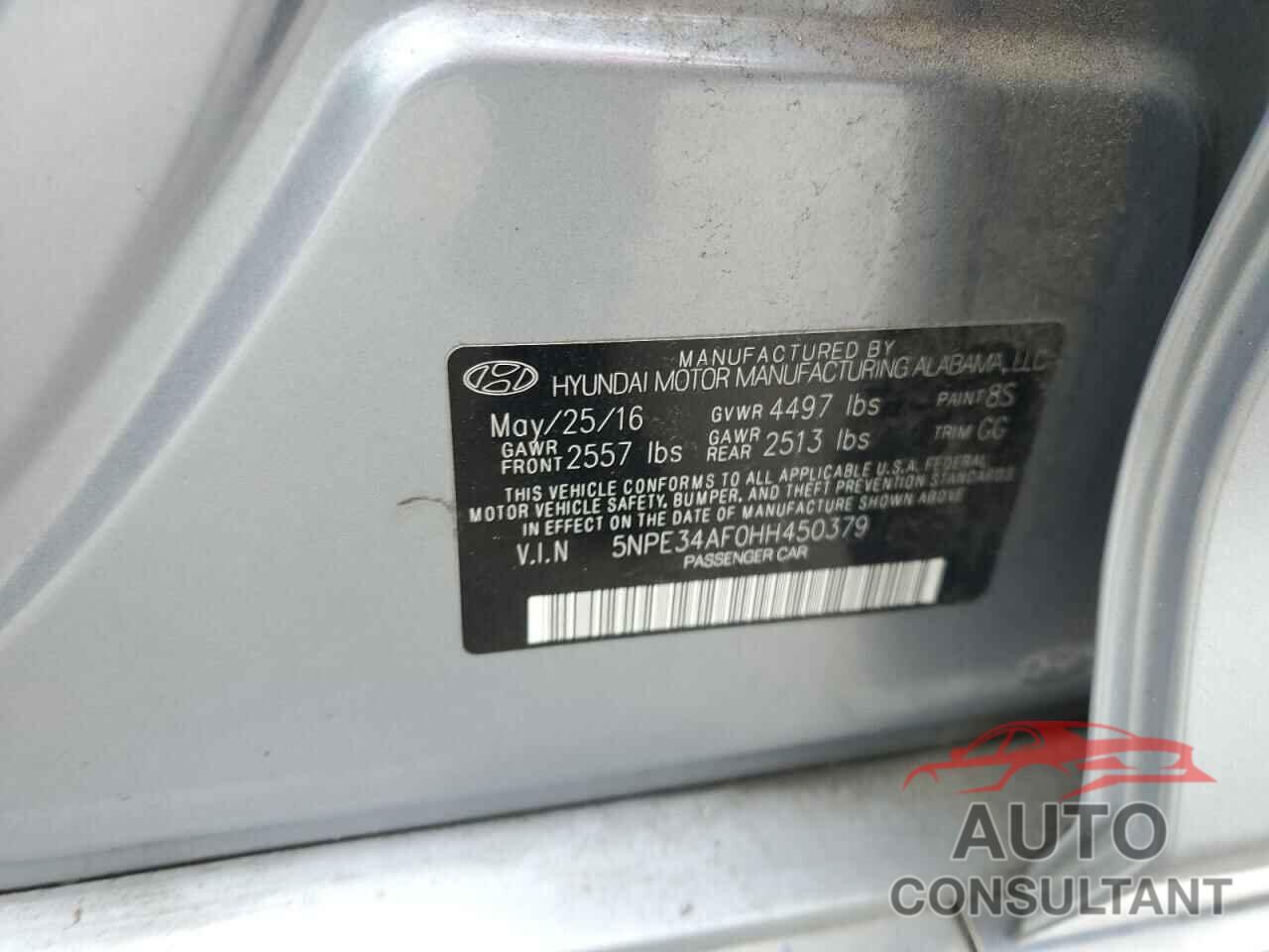 HYUNDAI SONATA 2017 - 5NPE34AF0HH450379