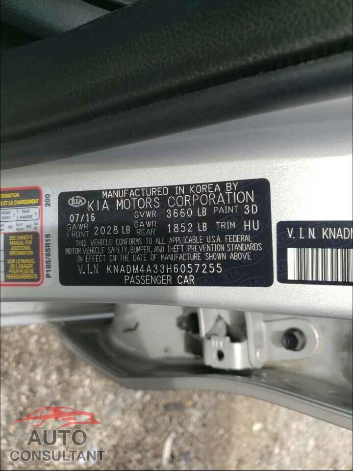 KIA RIO 2017 - KNADM4A33H6057255