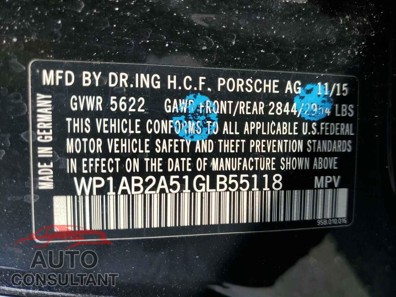 PORSCHE MACAN 2016 - WP1AB2A51GLB55118